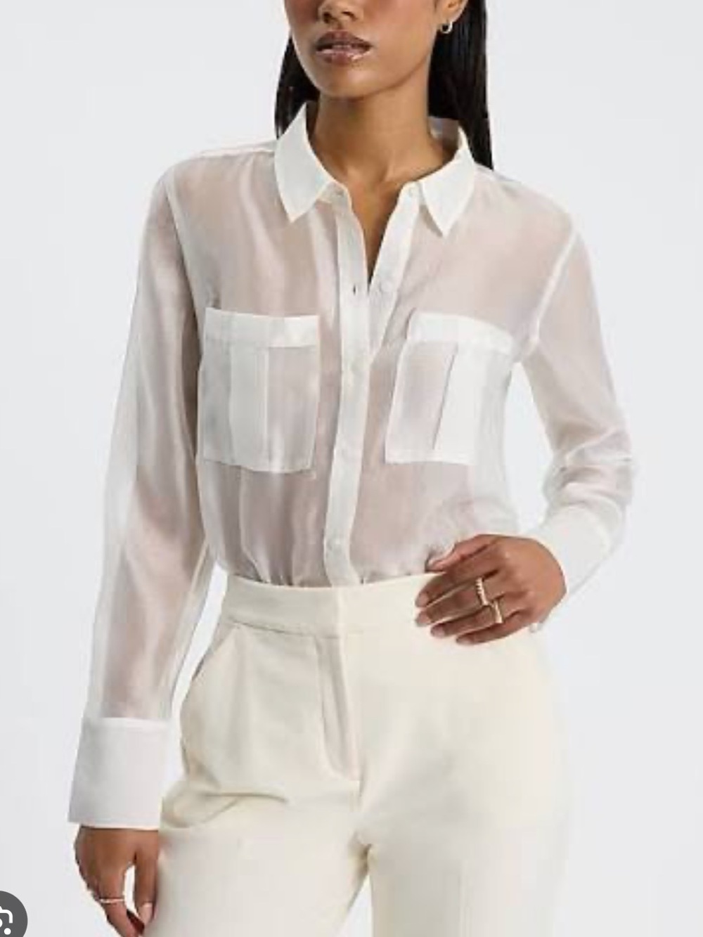 Express Sheer White Button-Down Shirt